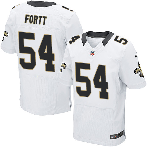 Men's Elite Khairi Fortt Nike Jersey White Road - #54 NFL New Orleans Saints